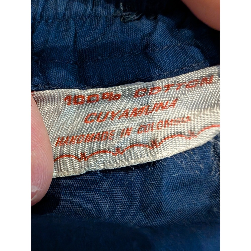 Cuyamuna Handmade Colombia Folk Art Embroidered Cotton Skirt Navy Blue 31L 13W - Picture 6 of 16